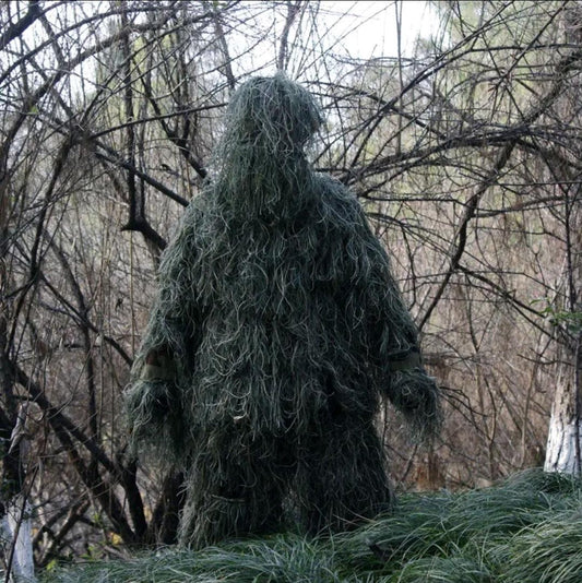 Ghillie Camouflaged Artificial Vegetation Suit Designed Hunting Military Inspired Clothing for Adult and Child Games and Recreational Activities