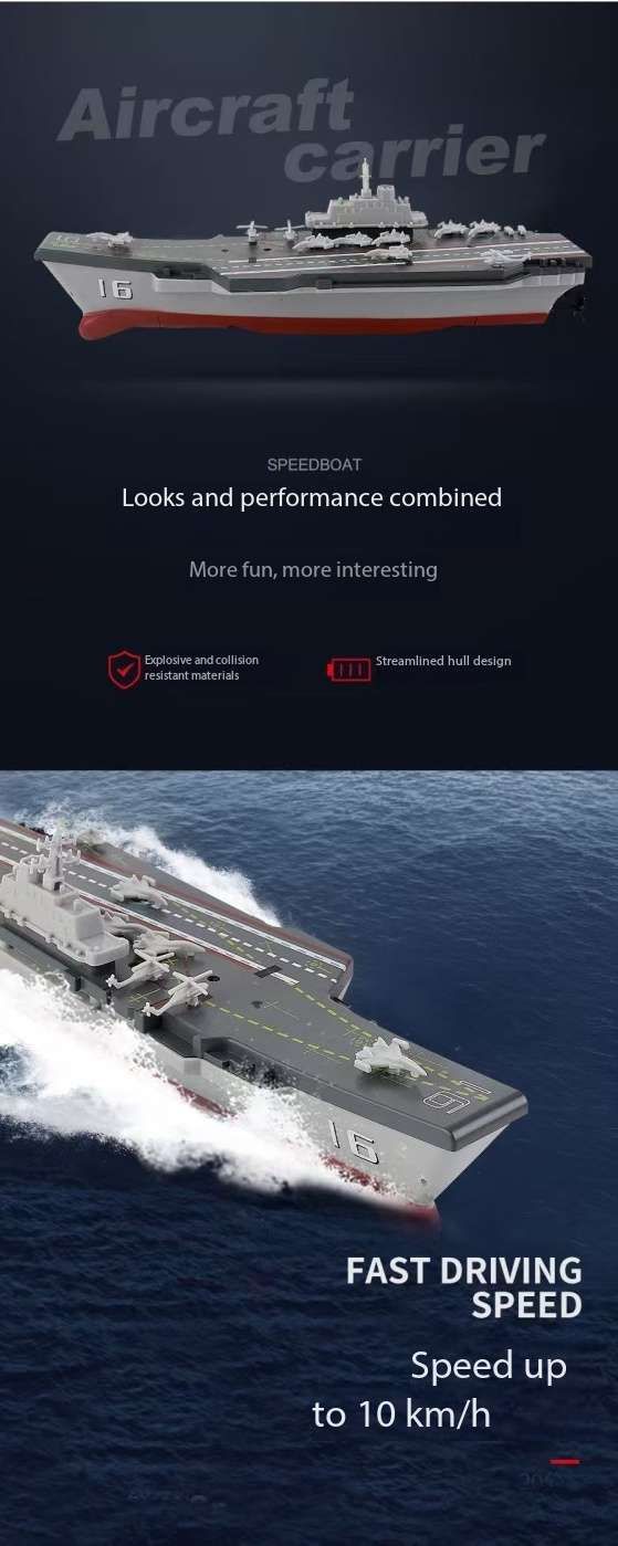 Mini Liao Ning Aircraft Carrier RC controlled 21 cm Long Twin Propeller Built in Lithium Battery Water Induction Switch Feature