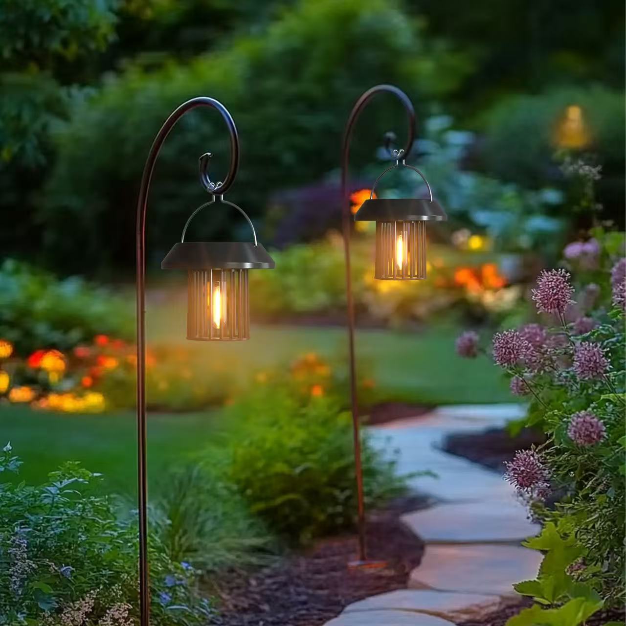 Outdoor Solar Lantern Weather Resistance Beautiful Warm Light Solar Charging Easy to Hook to ceiling and walls automatically light up at night