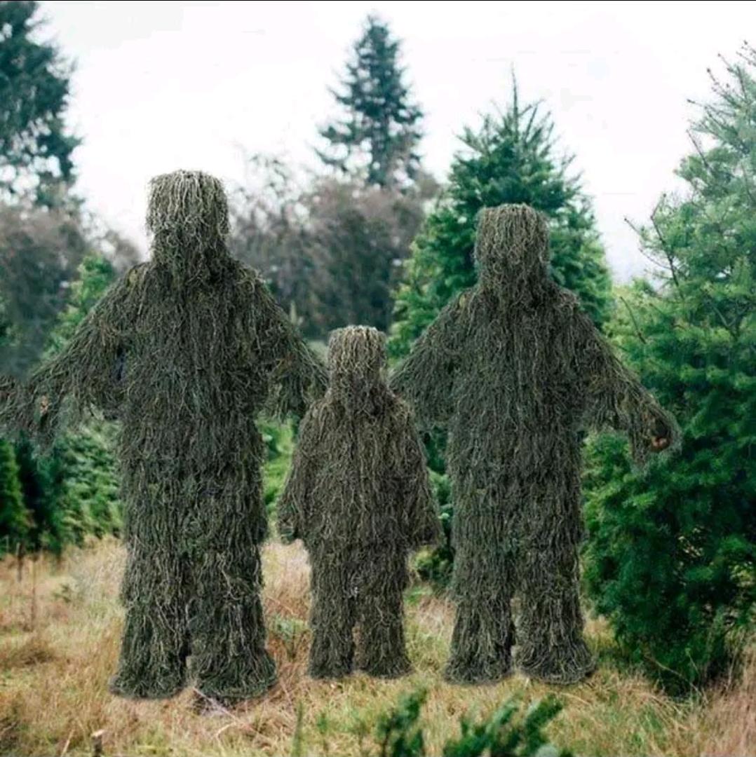 Ghillie Camouflaged Artificial Vegetation Suit Designed Hunting Military Inspired Clothing for Adult and Child Games and Recreational Activities