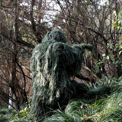 Ghillie Camouflaged Artificial Vegetation Suit Designed Hunting Military Inspired Clothing for Adult and Child Games and Recreational Activities