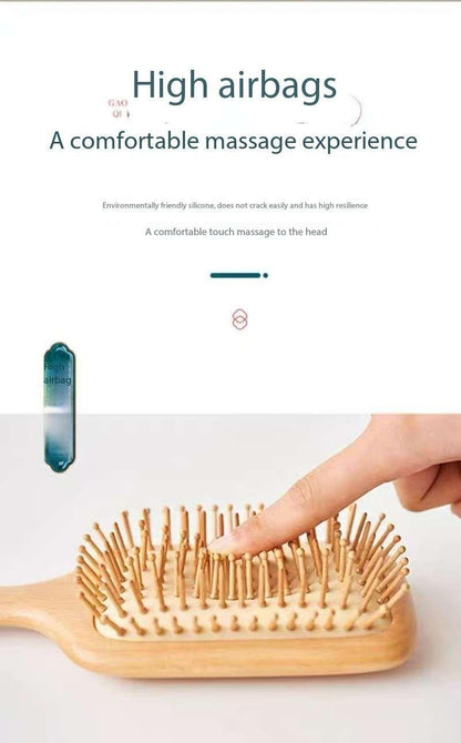 Chang Fa Xiao Zhai Brand Engraved Air Cushion Comb Wide Surface Combing Coverage Safe Plastic Spikes and Wooden Handle