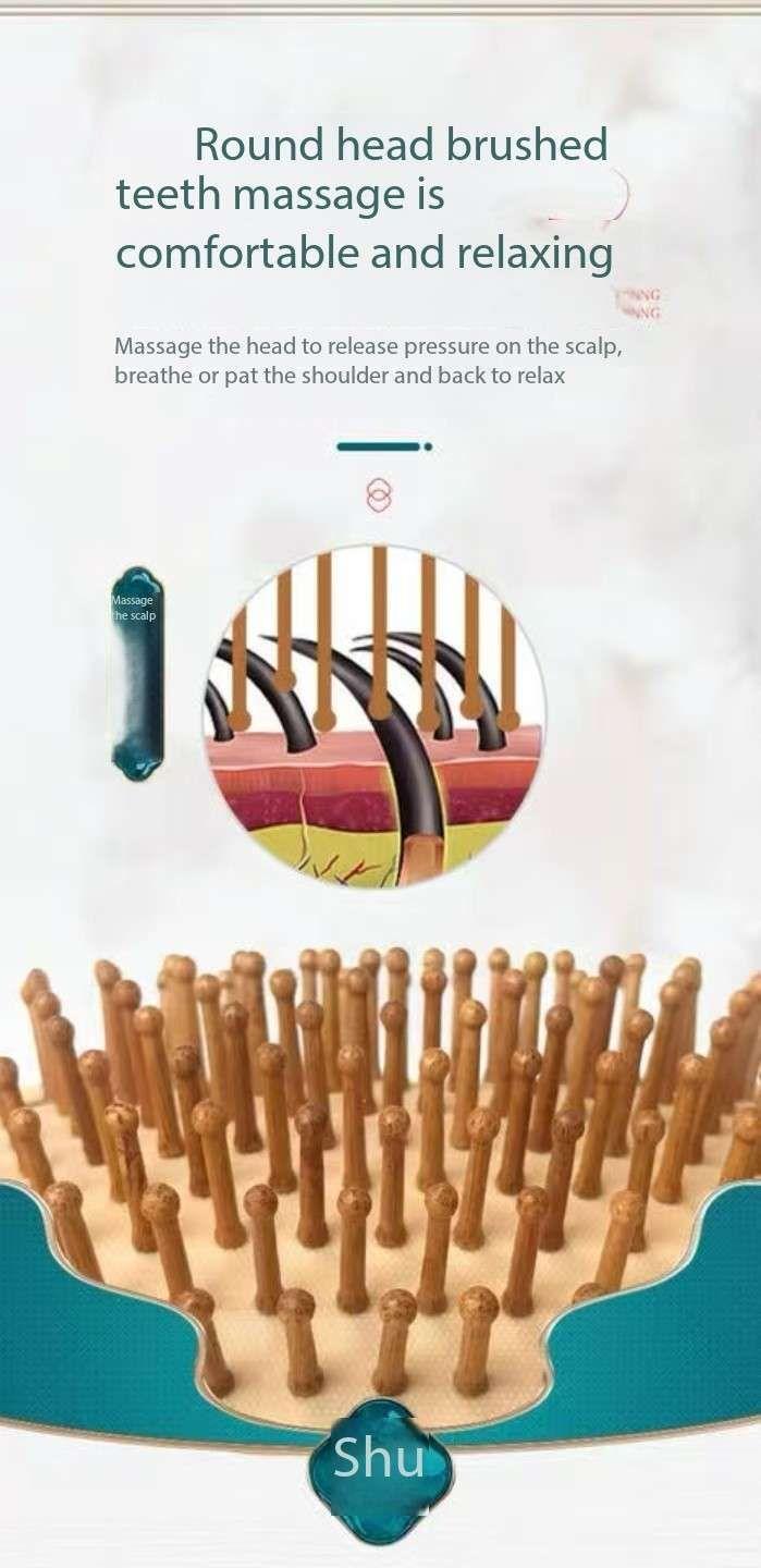 Chang Fa Xiao Zhai Brand Engraved Air Cushion Comb Wide Surface Combing Coverage Safe Plastic Spikes and Wooden Handle