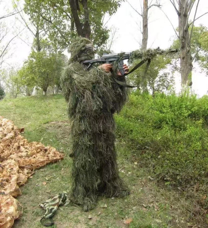 Ghillie Camouflaged Artificial Vegetation Suit Designed Hunting Military Inspired Clothing for Adult and Child Games and Recreational Activities