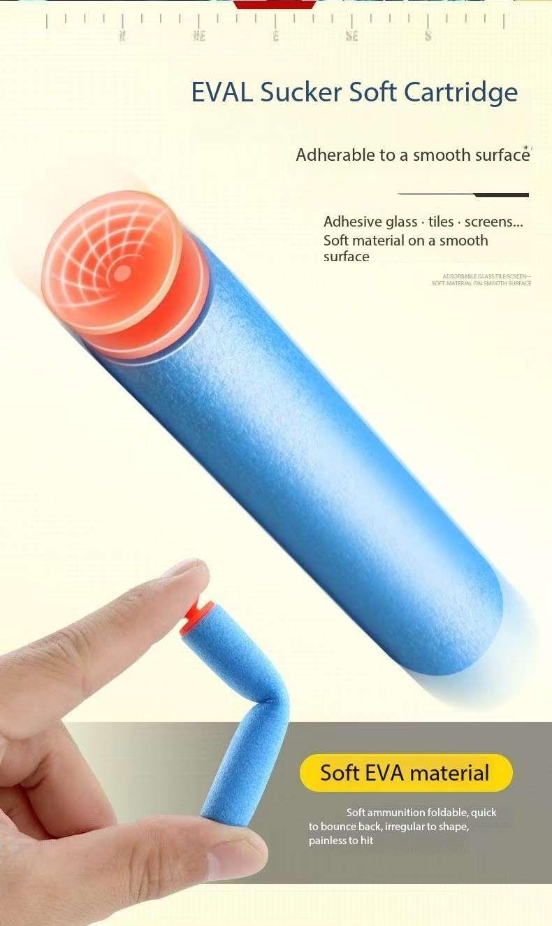 Gatling Toy Launcher Battery Operated 30 Soft EVA Cartridges 15m Long Range Projection Friendly Handle Single or Continuous Launch Periscope Aiming Blaster