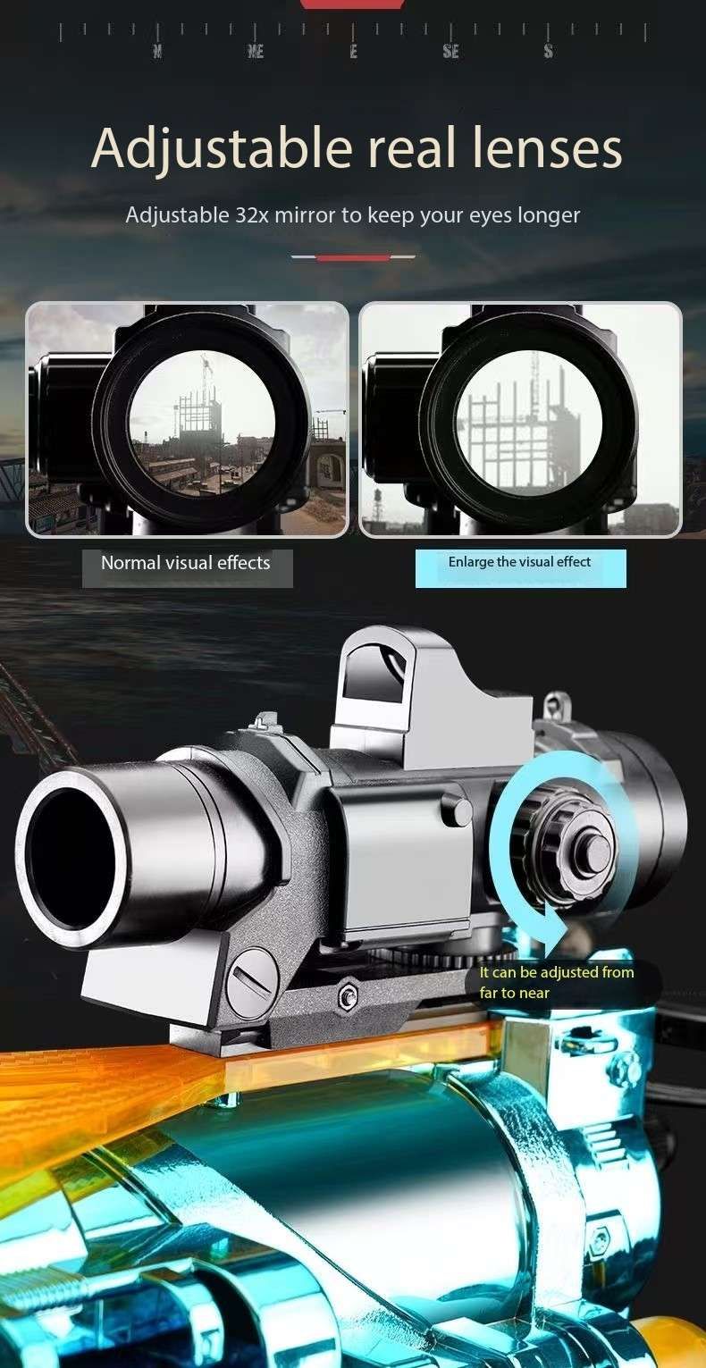 Gatling Toy Launcher Battery Operated 30 Soft EVA Cartridges 15m Long Range Projection Friendly Handle Single or Continuous Launch Periscope Aiming Blaster
