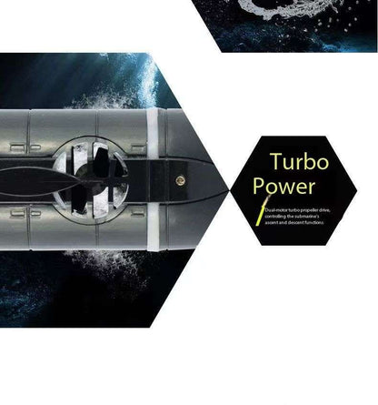 Mini Submarine RC controlled 12cm Long Twin Propeller Built in Lithium Battery Water Induction Switch Feature Submerge and Emerge water capabilities