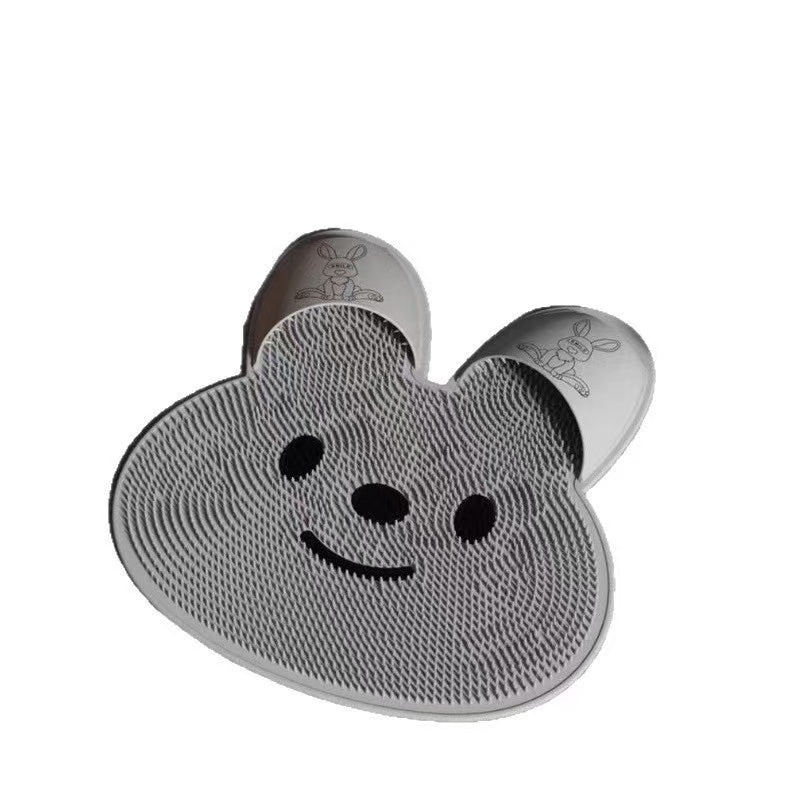 Foot Scrub Mat Cute Rabbit Design Grey White Pink Cleans and Massage Foot Thoroughly