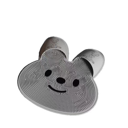 Foot Scrub Mat Cute Rabbit Design Grey White Pink Cleans and Massage Foot Thoroughly