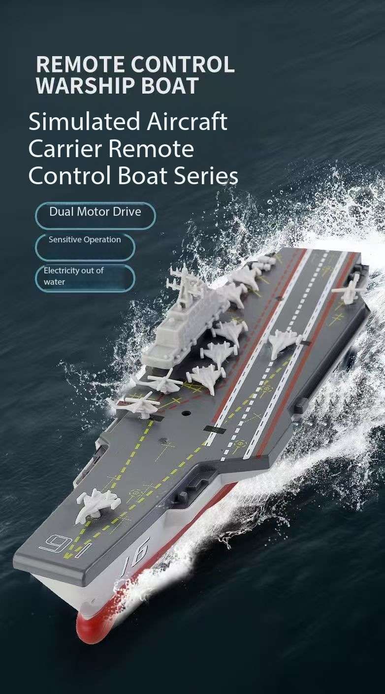 Mini Liao Ning Aircraft Carrier RC controlled 21 cm Long Twin Propeller Built in Lithium Battery Water Induction Switch Feature
