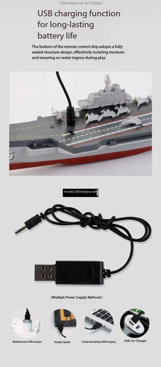 Mini Liao Ning Aircraft Carrier RC controlled 21 cm Long Twin Propeller Built in Lithium Battery Water Induction Switch Feature