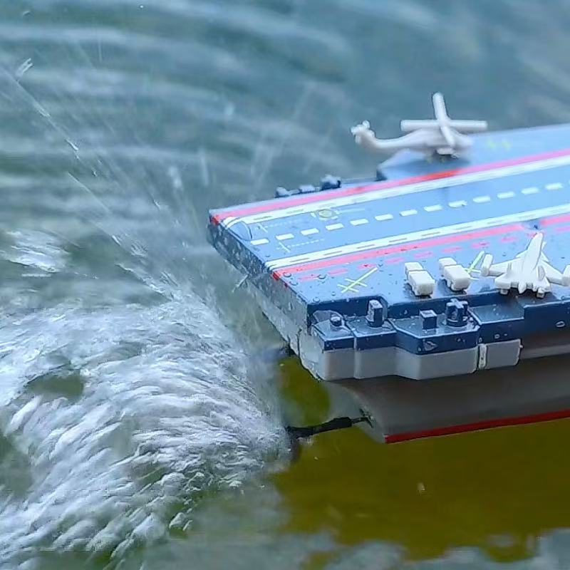 Mini Liao Ning Aircraft Carrier RC controlled 21 cm Long Twin Propeller Built in Lithium Battery Water Induction Switch Feature