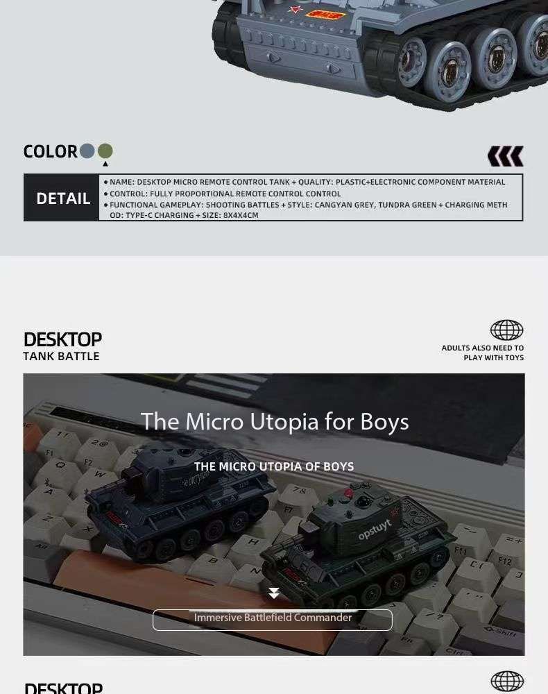 Desktop Mini Remote Control Battle Tanks 1:64 scale with Infrared red lights, Simulated Sounds, Fast and Swift Movements