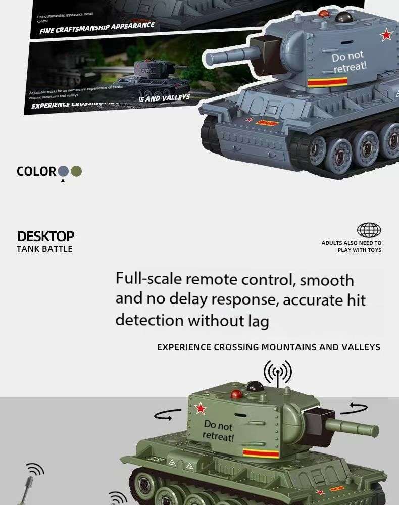 Desktop Mini Remote Control Battle Tanks 1:64 scale with Infrared red lights, Simulated Sounds, Fast and Swift Movements