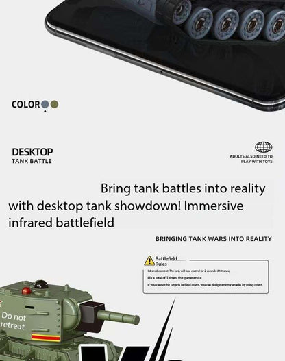 Desktop Mini Remote Control Battle Tanks 1:64 scale with Infrared red lights, Simulated Sounds, Fast and Swift Movements