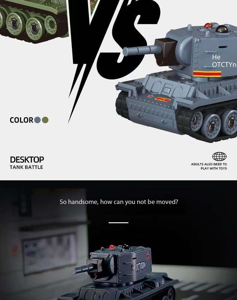Desktop Mini Remote Control Battle Tanks 1:64 scale with Infrared red lights, Simulated Sounds, Fast and Swift Movements
