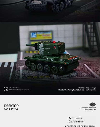 Desktop Mini Remote Control Battle Tanks 1:64 scale with Infrared red lights, Simulated Sounds, Fast and Swift Movements