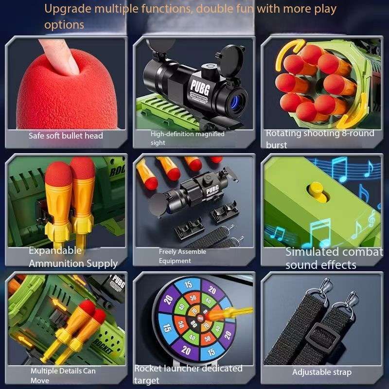 Children Fun Soft Sponge Rocket & Mortar Launcher Simulated Battle Sounds Target Practice and Large in Size