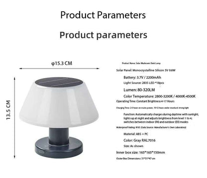 Solar Mini Desk Lamp for Indoor & Outdoor Use Weatherproof Rain or Shine