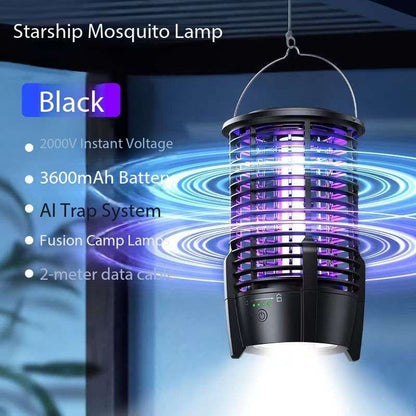 New 2026 Wireless Outdoor Starship AI Bionic Electrical Mosquitoes & Flies Trap 5V1A 2KV 3600mAh battery Fusion with Camping Light