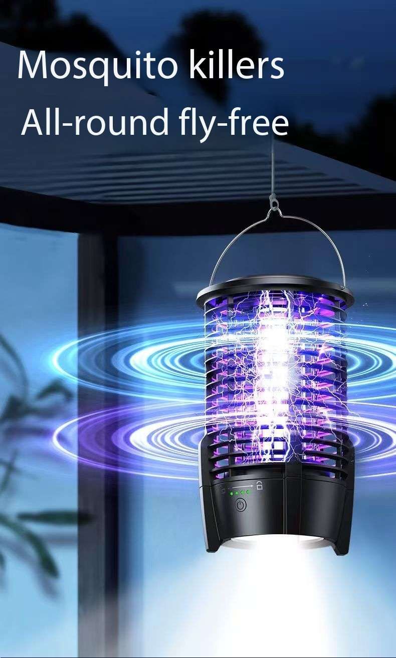 New 2026 Wireless Outdoor Starship AI Bionic Electrical Mosquitoes & Flies Trap 5V1A 2KV 3600mAh battery Fusion with Camping Light