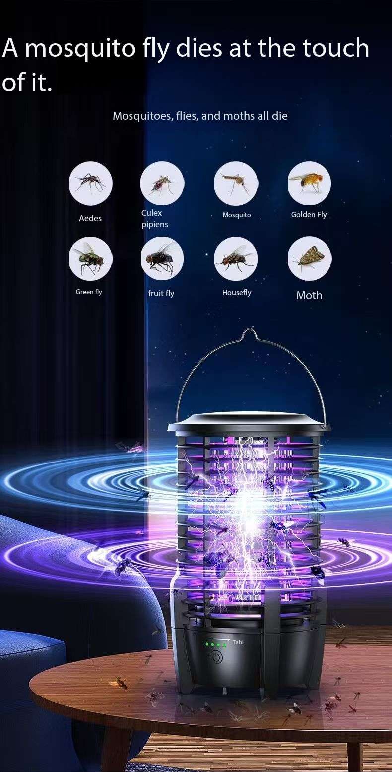 New 2026 Wireless Outdoor Starship AI Bionic Electrical Mosquitoes & Flies Trap 5V1A 2KV 3600mAh battery Fusion with Camping Light