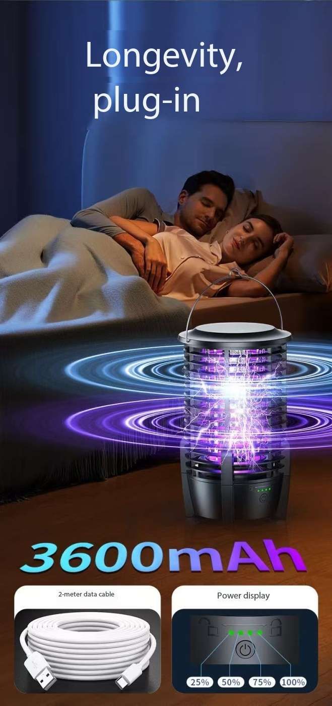 New 2026 Wireless Outdoor Starship AI Bionic Electrical Mosquitoes & Flies Trap 5V1A 2KV 3600mAh battery Fusion with Camping Light