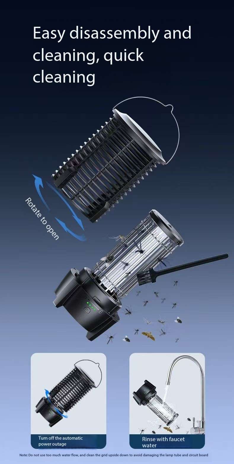 New 2026 Wireless Outdoor Starship AI Bionic Electrical Mosquitoes & Flies Trap 5V1A 2KV 3600mAh battery Fusion with Camping Light