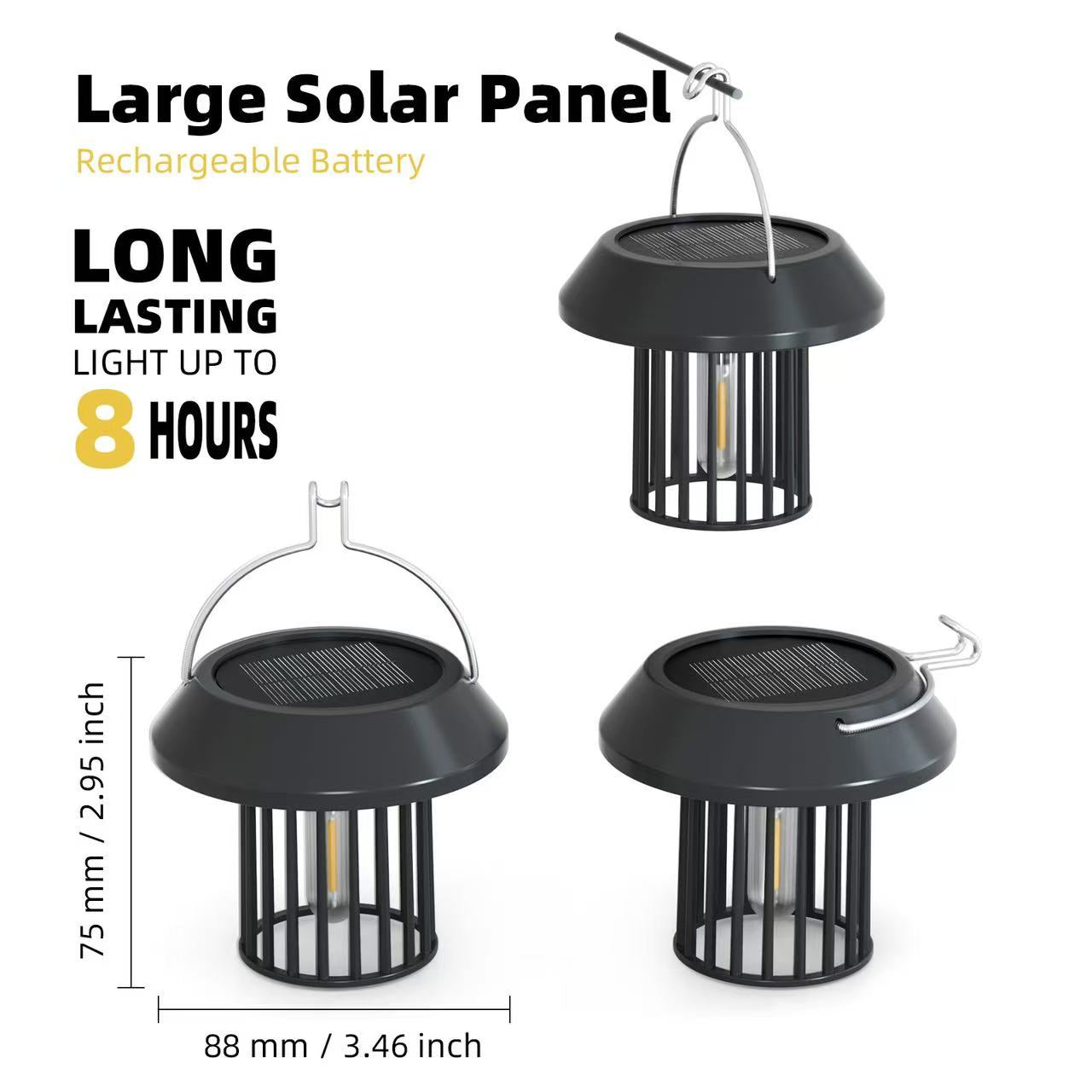 Outdoor Solar Lantern Weather Resistance Beautiful Warm Light Solar Charging Easy to Hook to ceiling and walls automatically light up at night