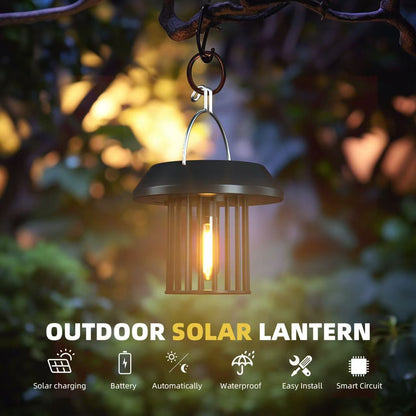 Outdoor Solar Lantern Weather Resistance Beautiful Warm Light Solar Charging Easy to Hook to ceiling and walls automatically light up at night