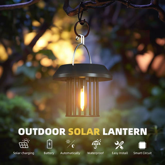 Outdoor Solar Lantern Weather Resistance Beautiful Warm Light Solar Charging Easy to Hook to ceiling and walls automatically light up at night