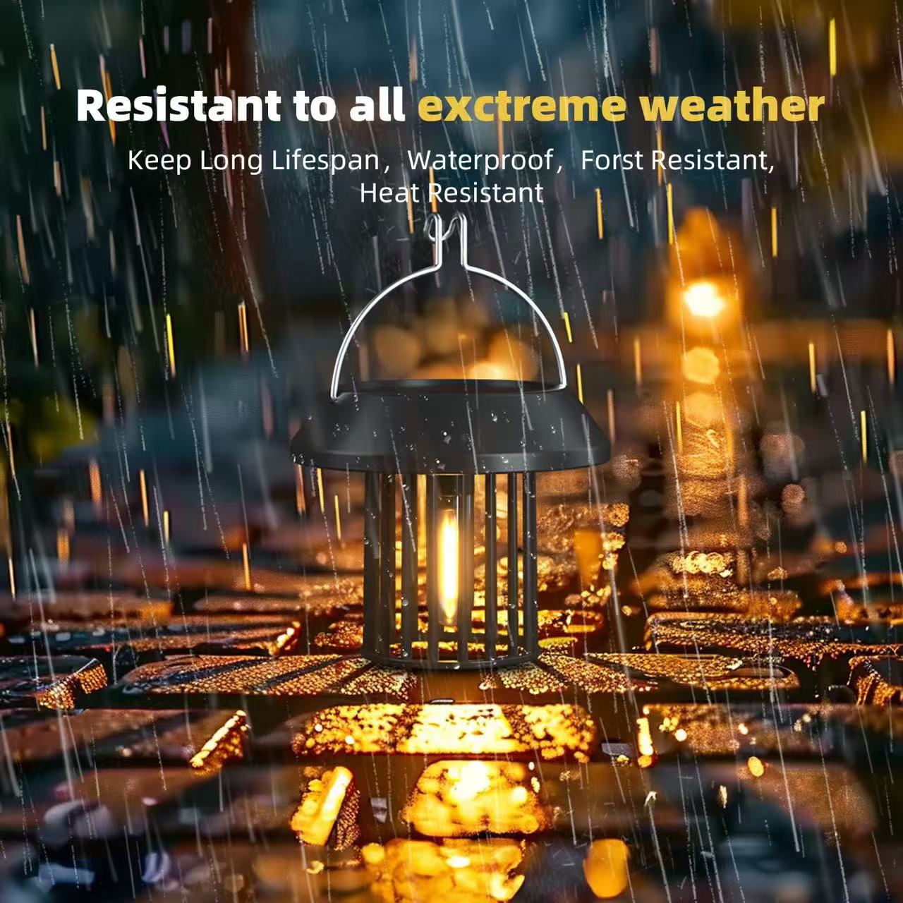 Outdoor Solar Lantern Weather Resistance Beautiful Warm Light Solar Charging Easy to Hook to ceiling and walls automatically light up at night