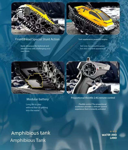 Amphibious Armor All Terrian Vehicle Remote Control Adventure Toy Tank Rechargeable Battery Water Proof Powerful Climber
