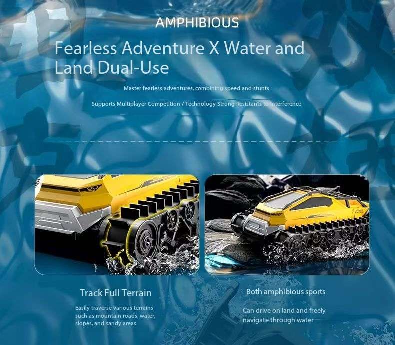 Amphibious Armor All Terrian Vehicle Remote Control Adventure Toy Tank Rechargeable Battery Water Proof Powerful Climber