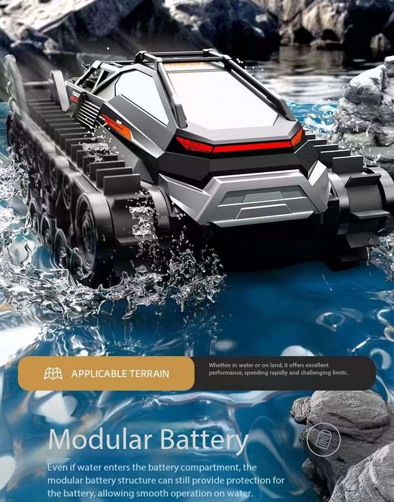 Amphibious Armor All Terrian Vehicle Remote Control Adventure Toy Tank Rechargeable Battery Water Proof Powerful Climber
