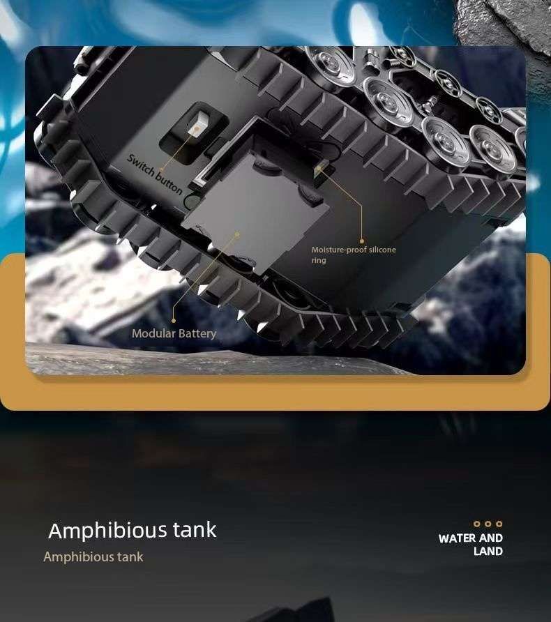 Amphibious Armor All Terrian Vehicle Remote Control Adventure Toy Tank Rechargeable Battery Water Proof Powerful Climber