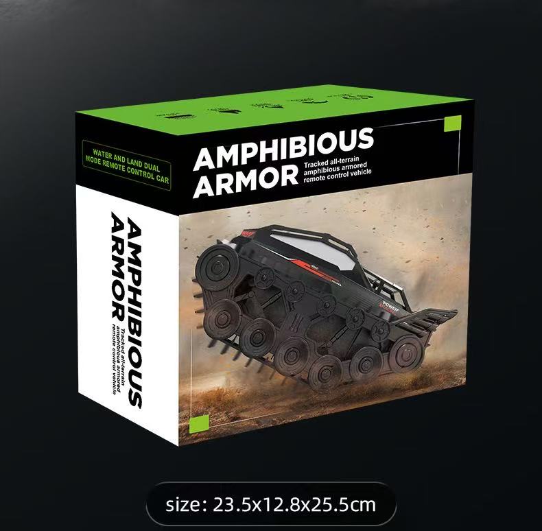 Amphibious Armor All Terrian Vehicle Remote Control Adventure Toy Tank Rechargeable Battery Water Proof Powerful Climber