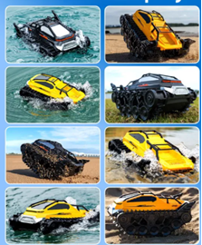 Amphibious Armor All Terrian Vehicle Remote Control Adventure Toy Tank Rechargeable Battery Water Proof Powerful Climber